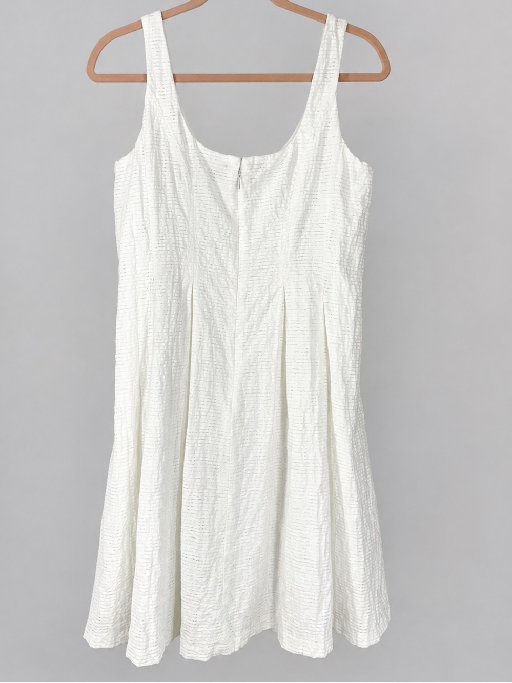 Nine West White Textured Sleeveless Fit & Flare Dress Lined Size 10 - Picture 3 of 15